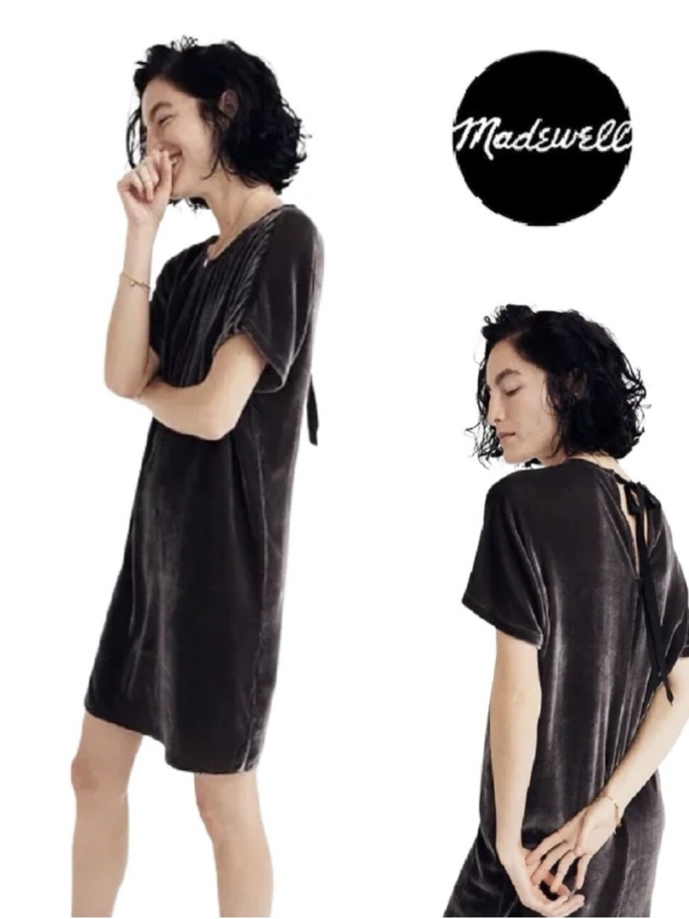 Madewell Silk Velvet Short Sleeve Mini Dress